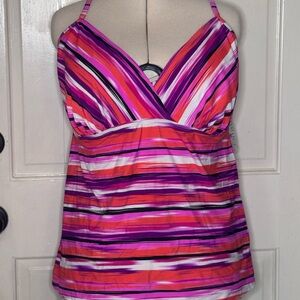 Catalina Pink & Orange Striped V-Neck Camisole